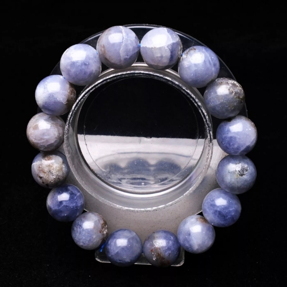 13.4mm Natural Tanzania Tanzanite Blue Zoisite Gemstone Beads Beaded Bracelet - Picture 2 of 8